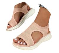 YYKTD Women's Orthopedic Sandals, Comfortable Arch Support Walking Shoes, Elastic Breathable Open Toe Platform Sandals Slip on Flip Flops Washable Slingback Beach Shoes,Pink,US14/EU45