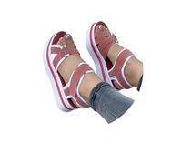 YYKTD Women's Platform Sandals Open Toe Adjustable Ankle Strap Casual Wedge Sandals for Summer Comfort Orthopedic Wedges Flip Flops Casual Shoes,Pink,US13/EU44