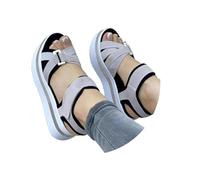YYKTD Women's Platform Sandals Open Toe Adjustable Ankle Strap Casual Wedge Sandals for Summer Comfort Orthopedic Wedges Flip Flops Casual Shoes,Silver,US13/EU44