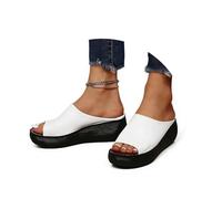 YYKTD Women's Platform Sandals Wedge Sandals Open Toe Arch Support Platform Slippers Summer Fish Mouth Sandals Casual Summer Walking Shoes for Daily Wear,White,US10/EU41