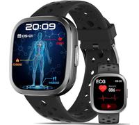 YYKY + Smart Watch for Men Women Answer/Make Call, Smartwatch with BMI/Heart rate Fatigue/Body Temperature/Sleep Monitor/SOS Sport Fitness Smartwatch for iOS Android (Jet Black)