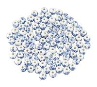YYlingx 100 PCS 10mm Porcelain Beads, Ceramic Beads Handmade Blue and White Flower Round Spacer Beads Loose Beads for DIY Beading Crafts and Jewelry Making, 0.4inch