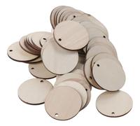 YYlingx 100Pcs 4CM Unfinished Wooden Circles Round with 1 Holes Wood Rounds Tags Blank Natural Wood Color Discs for DIY Crafts Decoration