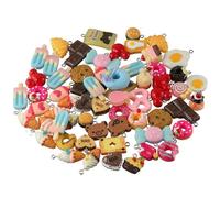 YYlingx 112 PCS Resin Dessert Sweet Pendants Random Mixed Lovely Candy Cake Donut Cookies Resin Cabochons Food Shape Charms for DIY Crafts Earring Bracelet Jewelry Making
