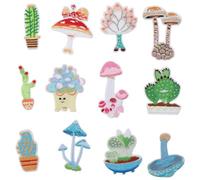 YYlingx 12 Pieces Cactus Mushroom Theme Patches, Nature Clothing Iron-on Embroidered Patch, Beautiful Plant Sew on/Iron on Patches for Jackets, Hats, Backpacks, Jeans, DIY Clothes