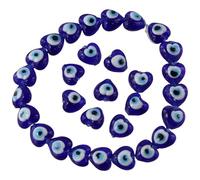 YYlingx 16MM (About 30Pcs) Heart Shape Evil Eye Blue Lampwork Turkish Beads Eye Shape Bracelet Beads for DIY Jewelry Making