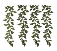 YYlingx 2 Pairs Long Leaves Patch Green Leave Shape Sewing on Embroidery 9.4inch Ivy Leaf Iron on Patches Applique for Sewing Clothing Curtain Embellishments Crafts