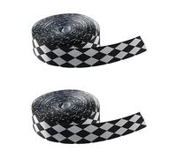 YYlingx 2 Rolls Diamond Check Ribbon Black and White Wired Satin Ribbon,20 Yard 25mm Checkered Ribbon Diamond Pattern Decorative Ribbons for Christmas Fall Tree Wrapping DIY Crafts, Big Bow,Wreath