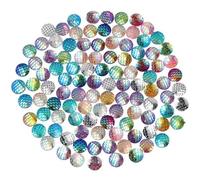 YYlingx 200Pcs 12mm Mixed Color Flat Back Fish Scale Resin Round 15 Colors Resin Undrilled Deco Beads for Jewelry Making DIY Craft