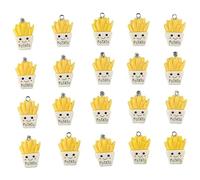 YYlingx 20Pcs French Fries Shape Charms, 3D Resin Simulation French Fries Charms Pendants for Earring Bracelet Necklace Jewelry Making