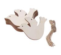 YYlingx 20pcs Peace Dove Unfinished Wooden Cutouts,Wood Ornaments with Hanging Hole & Hemp Ropes for DIY