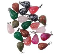 YYlingx 20Pcs Water Drop Stone Pendants Teardrop Crystal Quartz Gemstone Rock Charms for Necklace Jewelry Making