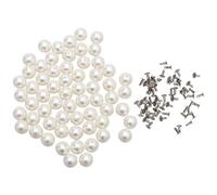 YYlingx 240 Pairs White Faux Pearls Rivets Studs for Clothing Decoration Mix Size 6/8/10mm, Faux Pearls Rivets for Leather Hat Shoe Clothes Bag DIY Accessories