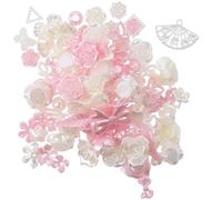 YYlingx 250Pcs 3D Flatback Resin Beads Pink White Resin Embellishments Beads Half Round AB Pearls Beads for DIY