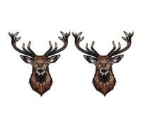 YYlingx 2PCS Brown Deer Shape Patch Iron On, Large 3.9 * 3.5inch Sew on Animal Deer Heads Patch Funny Cartoon Sew On Embroidered Applique for DIY Clothing Jeans Jackets Hats Craft Accessories