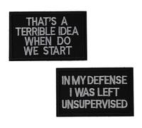 YYlingx 2Pcs Funny Embroidered Patch, That's A Terrible Idea When Do We Start Applique, Hook and Loop Repair Patch for DIY Clothes Crafts