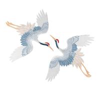 YYlingx 2Pcs Red Crowned Crane Birds Sew on Patches,Large 6.7x6.3 inch Animal Birds Shape Sew on Patches Clothes Embroidered Applique for DIY Craft Clothing Jackets, Jeans Accessories