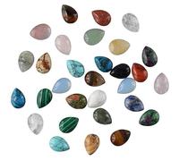 YYlingx 30 PCS Natural Agate Oval Cabochon 14x10 mm Assorted Teardrop Flatback Gemstone Cabochons Stone Oval Loose Beads No Hole for DIY Jewelry Bracelet Necklace Making Craft