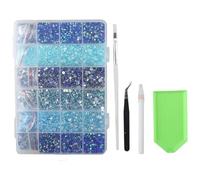 YYlingx 30000 PCS Blue AB Resin Flatback Rhinestones Kit: 2mm, 3mm, 4mm, 5mm Round Rhinestones for DIY Crafts