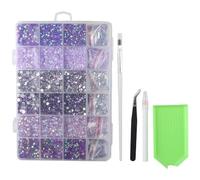 YYlingx 30000 PCS Purple AB Resin Flatback Rhinestones Kit: 2mm, 3mm, 4mm, 5mm Jelly Rhinestones for DIY
