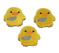 YYlingx 3PCS Yellow Chick Duck Hook Loop Patch, Cartoon Embroidered Duck Patch Funny Animals Shape Badge Embroidered Applique for Craft Clothing Jackets Jeans Clothes Backpacks Decorations