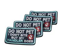 YYlingx 4 Pcs Service Dog Patches, I Don't Bite But My Handler Does, Pet Dog Embroidered Slogan Stickers for Dogs (4.1x2.6 Inch)