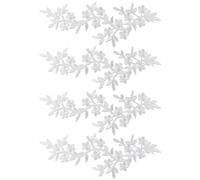 YYlingx 4 Pieces Long Flower Leave Embroided Patch Flower Vine Embroidered with Leaf White 10x3.9inch Iron on Patch Applique for Wedding Dress Sewing Clothing DIY Craft Accessories