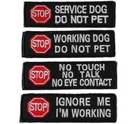 YYlingx 4Pcs Service Dog No Touch No Talk No Touch Talk Eye Contact Do Not Pet Working Patches, Embroidered Badge Fastener Hook & Loop Emblem