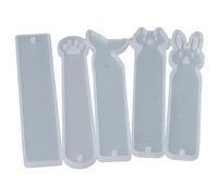 YYlingx 5 Pack Silicone Bookmark Moulds, DIY Bookmark Resin Mould, Fishtail Cat Claw Cat Rabbit Rectangle Shape Mould for Crafts Making