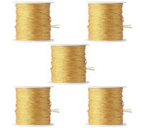 YYlingx 5 Rolls/110 Yards Metallic Elastic Cords, 1MM Gift Package Ribbon Gold Stretch Cord Accessories for Gift Wrapping, Jewelry Making Necklaces Bracelet Beading DIY Craft Making