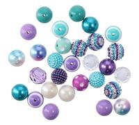 YYlingx 50 PCS Chunky Bubblegum Beads 20mm Rainbow Large Rhinestone Beads Mixed Color Acrylic Assorted Beads for Bracelet Necklace Earring DIY Jewelry Making (Blue,Purple)