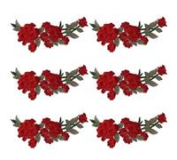 YYlingx 6 Pieces 3D Red Rose Flower Embroidered Patch Large 11.8inch Floral Shape Sew on Patches Applique for Sewing Clothing Jeans Jackets Embellishments DIY Craft