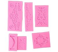 YYlingx 6Pcs Baroque Style Silicone Moulds, Curlicues Scroll Lace Fondant Moulds, Relief Flower Mould Filigree Mould 3D Sculpted for Clay Cupcake Topper Decor