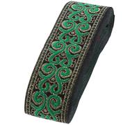 YYlingx 7.6 Yards Green Patterns Jacquard Ribbon, 1.3 Inch Wide Embroidery Woven Fabric Trim Sewing Ribbons for DIY