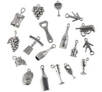 YYlingx 72pcs Antique Silver Wine Charms Wine Opener Pendants Alloy Grape Wine Bottle Pendants Charms for DIY Crafts Supplies Jewelry Making