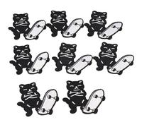 YYlingx 8Pcs Cat Playing Skateboard Embroidered Patch, Funny Cute Black Cat Clothing Iron-on Embroidered Patch, Pet Animals Shape Sew on/Iron on Patches for Jackets, Hats,Backpacks,Jeans,DIY Clothes