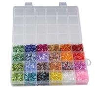 YYlingx 9600Pcs Tube Beads Kit Glass 24 Colors Bugle Seed Beads 2 * 6.5mm Small Craft Beads with Elastic Rope and Storage Box for DIY