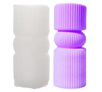 YYlingx Ribbed Cylindrical Tall Pillar Candle Moulds, Twist Geometric Abstract Decorative Striped Silicone Mould for Handmade Soap, Crafts