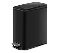 YYLMKMFC 5L Stainless Steel Trash Can with Rectangular Foot Pedal Composting Recycling Waste Box Garbage Rubbish Dustbin Paper Basket(Black)