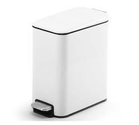 YYLMKMFC 5L Stainless Steel Trash Can with Rectangular Foot Pedal Composting Recycling Waste Box Garbage Rubbish Dustbin Paper Basket(White)