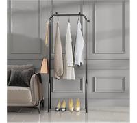 YYLMKMFC Single Tidy Rails Heavy Duty Metal Garment Rack Multi-Functional Clothing Stand With Lower Storage Shelf Freestanding Coat Hanger(Black,60cm)