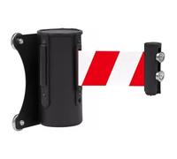 YYLMKMFC-UK Stanchion, Line Divider, Queue Retractable Belt Barrier Magnetic Retractable Safety Queue Belt Barrier, Automatic Rebound(Black,16.4FT)