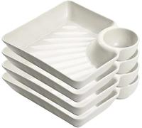 YYLUOYANG Dipping Bowls 4pcs Dumpling Dish Dip, Fried Chicken Plate Home Creative Plastic Dishes(White)