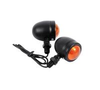 YYLUOYANG Motorcycle Indicators 2PCS Motorcycle Turn Signals Indicator Light Retro Motorbike Blinker Lamp Metal Shell Yellow Energy Saving Lights(Black)