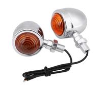 YYLUOYANG Motorcycle Indicators 2PCS Motorcycle Turn Signals Indicator Light Retro Motorbike Blinker Lamp Metal Shell Yellow Energy Saving Lights(Silver)