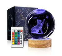 YYLZEPHB 3D Cat Crystal Ball Night Light with Woodern Base, 3.15" Cat Figurines Glass Lamp with 16 Colors Cat Snow Globes Cool Desk Decor Cat Gifts for Women Girl Cat Lovers Kids Friends