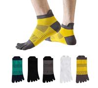 YYMIEU mens Five-Toe Sports Socks,Cotton Running Socks,Cotton Ankle,Breathable & Sweat-Wicking Five Finger Athletic Socks 5 pairs