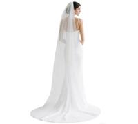 Yymobt 1 Tier Pearl Wedding Bridal Veil Cathedral Wedding Veils Bachelorette Party Short Veil With Metal Comb F55 for Women, Ivory, 90 inches