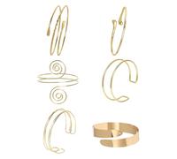 Yymobt 6Pcs Arm Cuff Upper Arm Adjustable Minimalist Open Armlet Gold Silver Band Cuff Bracelets for Women Coil Armband Set, One Size, Alloy, no gemstone