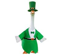 Yymobt St Patrick's Day Porch Goose Outfits for 23 Inch Lawn Cement Plastic Goose Statue Clothes Irish Clover Costume Lucky Leprechaun Outfits with Hat for Outdoor Patio Yard Garden Holiday Decoration